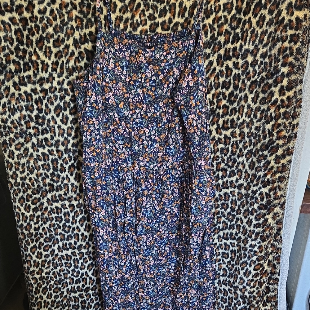 Old Navy Navy Floral Dress with Spaghetti Straps